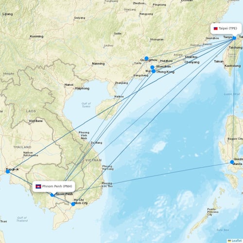 EVA Air flights between Phnom Penh and Taipei