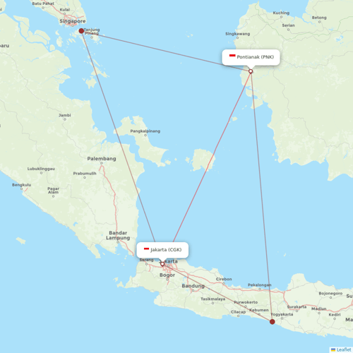 Garuda Indonesia flights between Pontianak and Jakarta