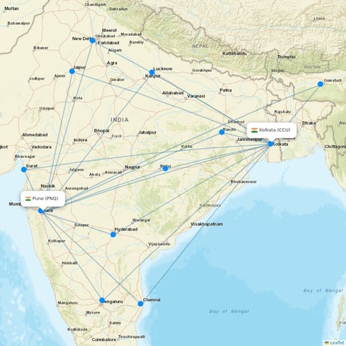 Starlight Airline flights between Pune and Kolkata