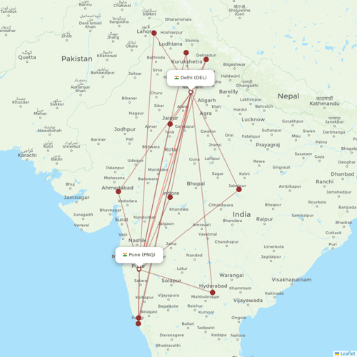 Air India flights between Pune and Delhi