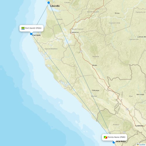 Afrijet flights between Pointe Noire and Port Gentil
