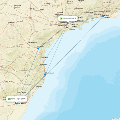 Gol flights between Porto Alegre and Sao Paulo