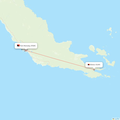 Air Niugini flights between Port Moresby and Alotau