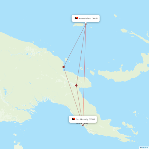 Air Niugini flights between Port Moresby and Manus Island