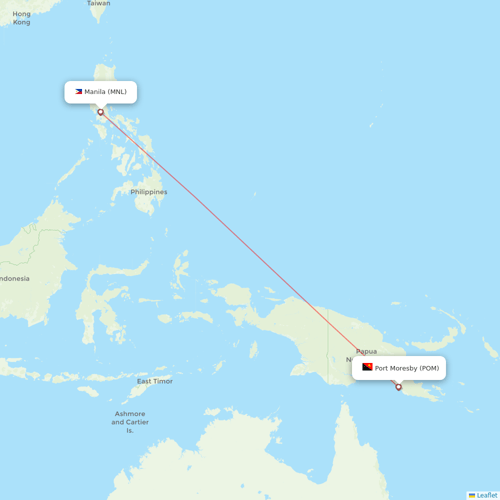 Air Niugini flights between Port Moresby and Manila