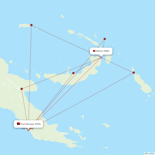 Air Niugini flights between Port Moresby and Rabaul