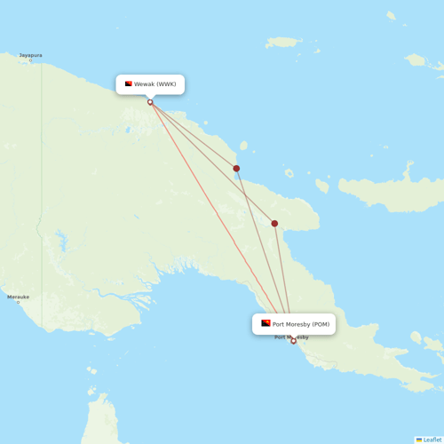 Air Niugini flights between Port Moresby and Wewak