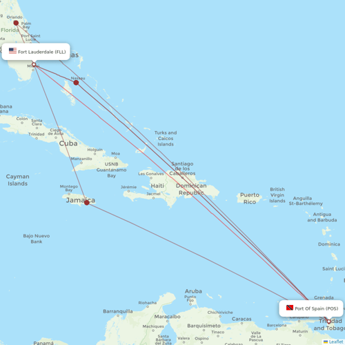 Caribbean Airlines flights between Port Of Spain and Fort Lauderdale