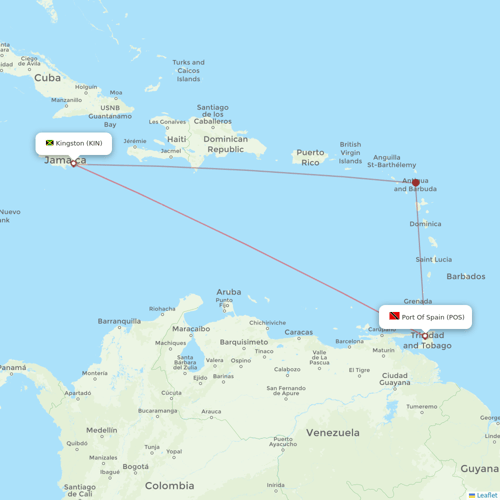Caribbean Airlines flights between Port Of Spain and Kingston