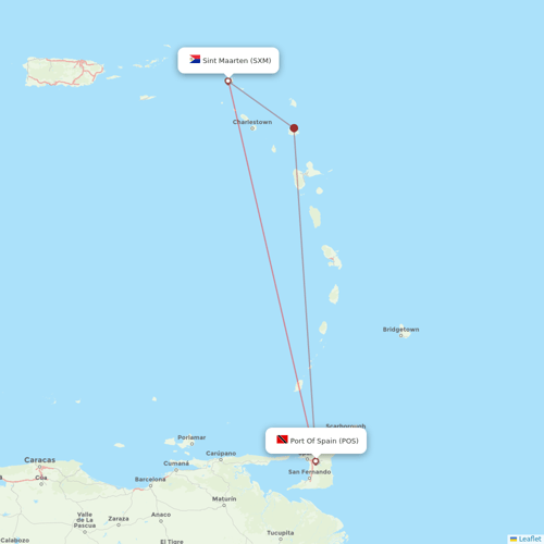 Caribbean Airlines flights between Port Of Spain and Sint Maarten
