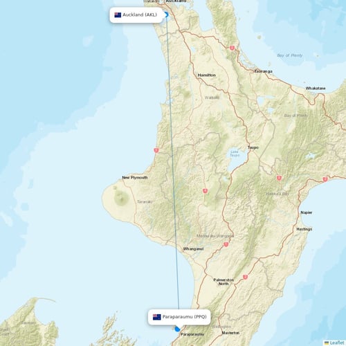 Air Chathams flights between Paraparaumu and Auckland