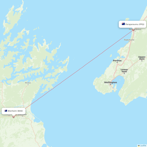 Sounds Air flights between Paraparaumu and Blenheim