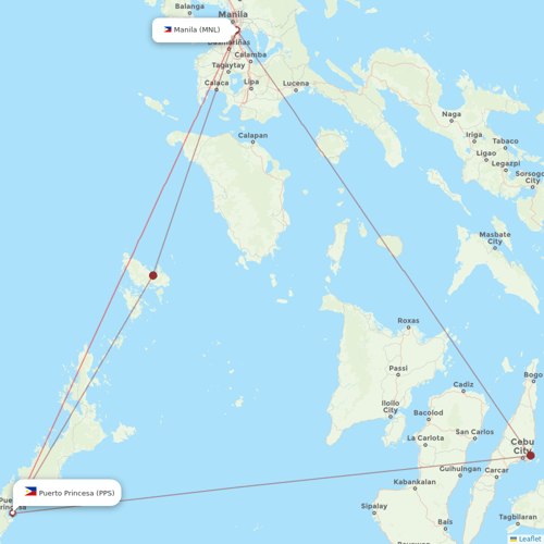 Cebu Pacific Air flights between Puerto Princesa and Manila