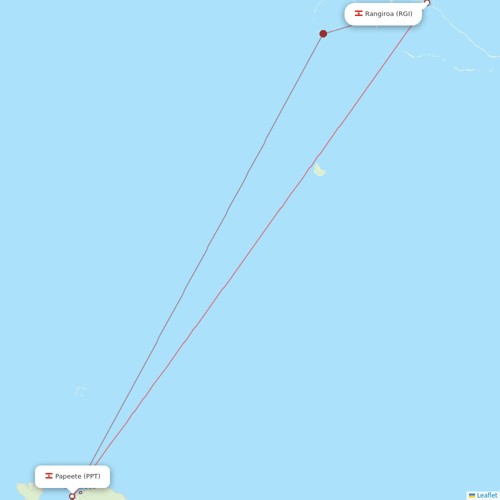 Air Tahiti flights between Papeete and Rangiroa