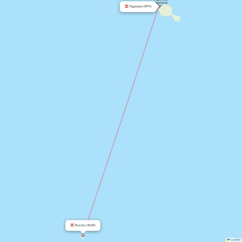 Air Tahiti flights between Papeete and Rurutu