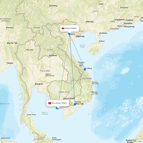 Vietnam Airlines flights between Phu Quoc and Hanoi