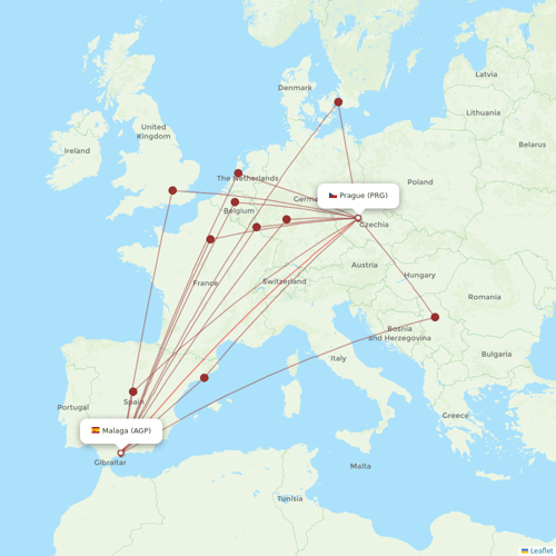 SmartWings flights between Prague and Malaga