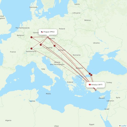 SmartWings flights between Prague and Antalya