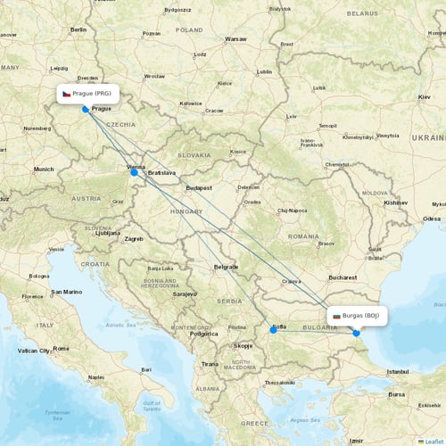 SmartWings flights between Prague and Burgas
