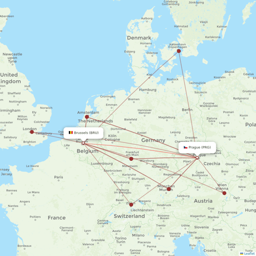 Brussels Airlines flights between Prague and Brussels