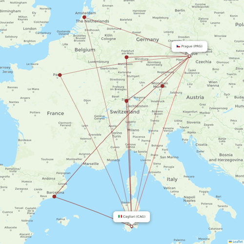 SmartWings flights between Prague and Cagliari
