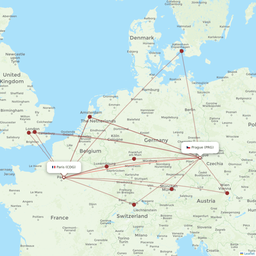 CSA flights between Prague and Paris