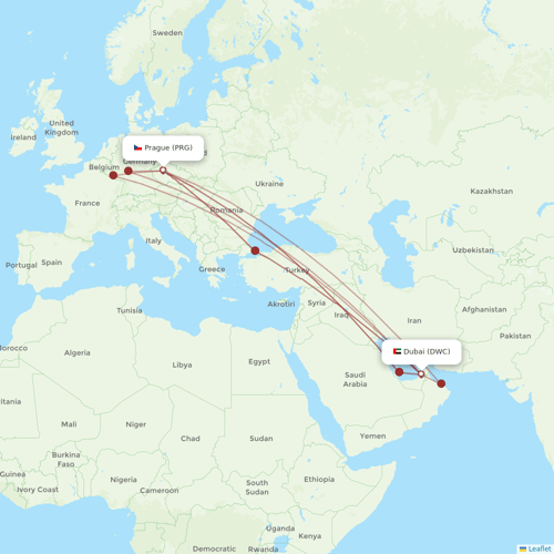 SmartWings flights between Prague and Dubai