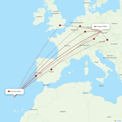 SmartWings flights between Prague and Funchal