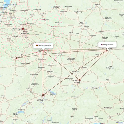 Condor flights between Prague and Frankfurt