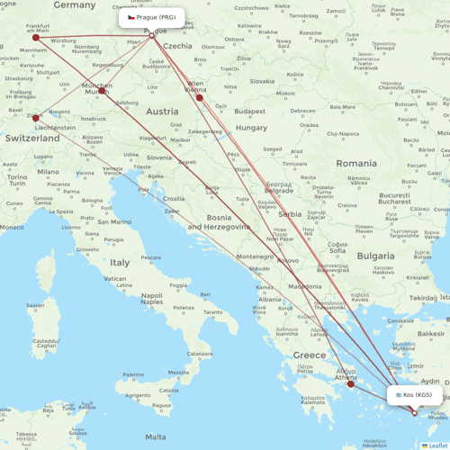 SmartWings flights between Prague and Kos