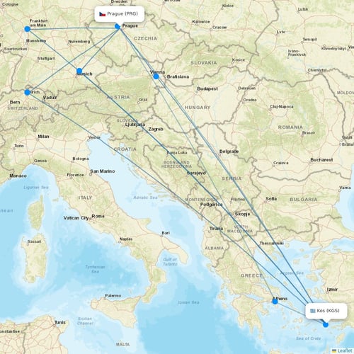 SmartWings flights between Prague and Kos