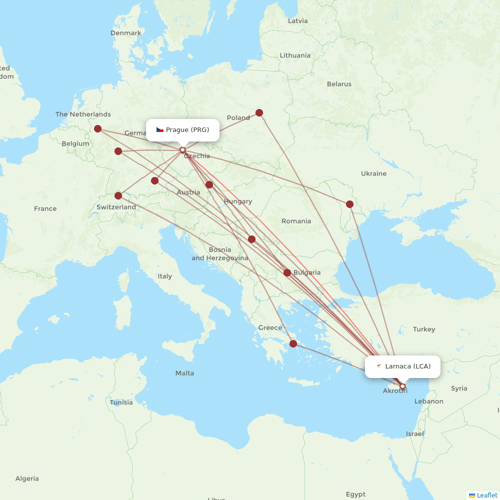 SmartWings flights between Prague and Larnaca