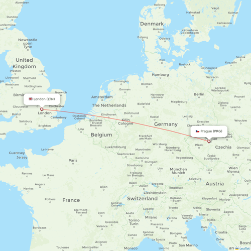 Wizz Air UK flights between Prague and London