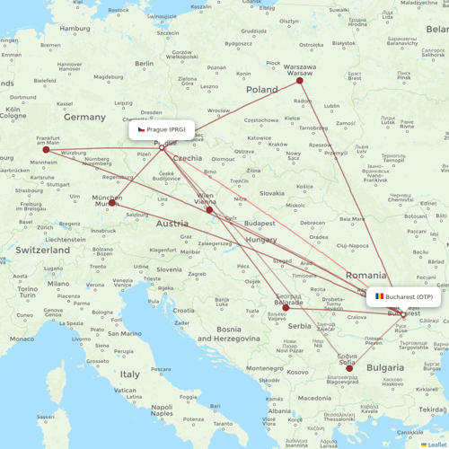 TAROM flights between Prague and Bucharest