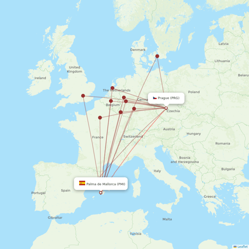 SmartWings flights between Prague and Palma de Mallorca