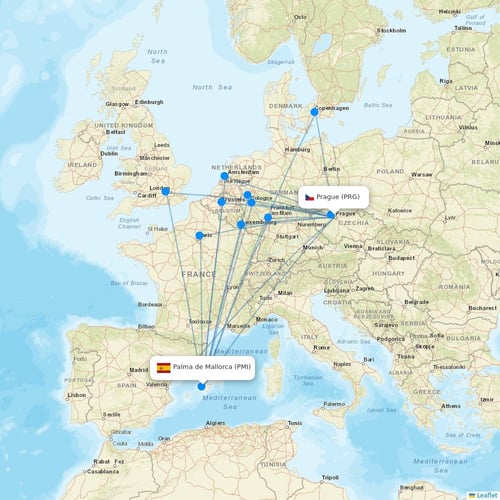 SmartWings flights between Prague and Palma de Mallorca