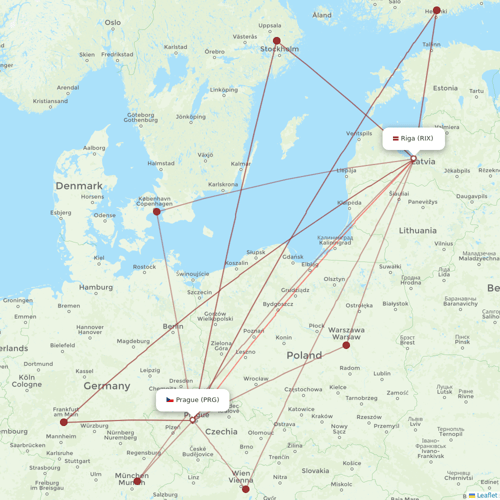 Air Baltic flights between Prague and Riga