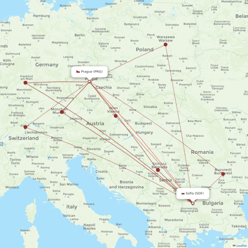 Bulgaria Air flights between Prague and Sofia