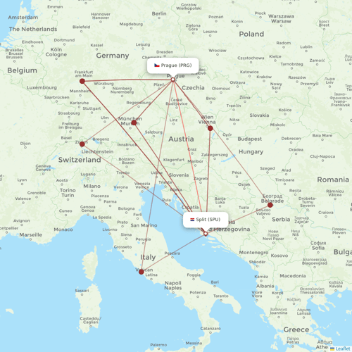 SmartWings flights between Prague and Split