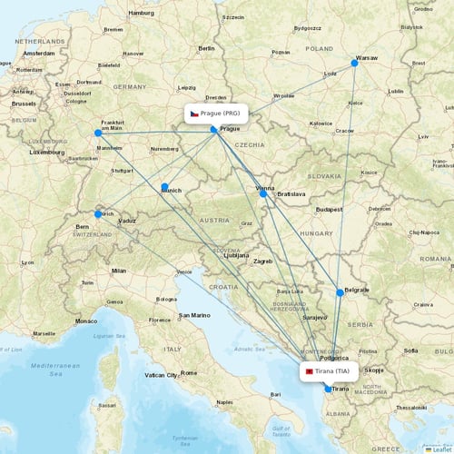 SmartWings flights between Prague and Tirana