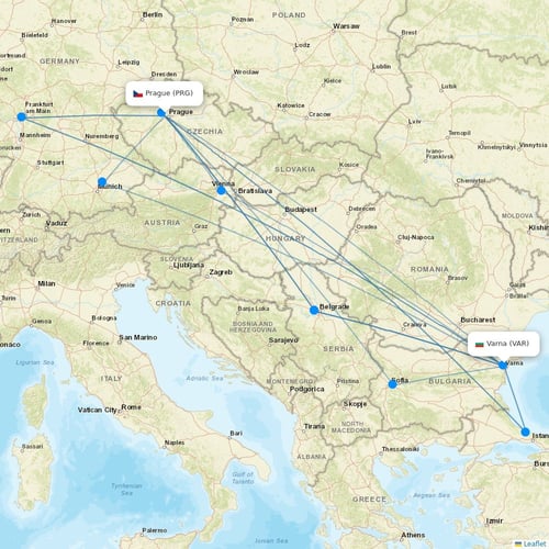 SmartWings flights between Prague and Varna