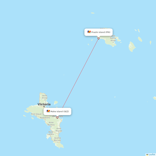 Air Seychelles flights between Praslin Island and Mahe Island