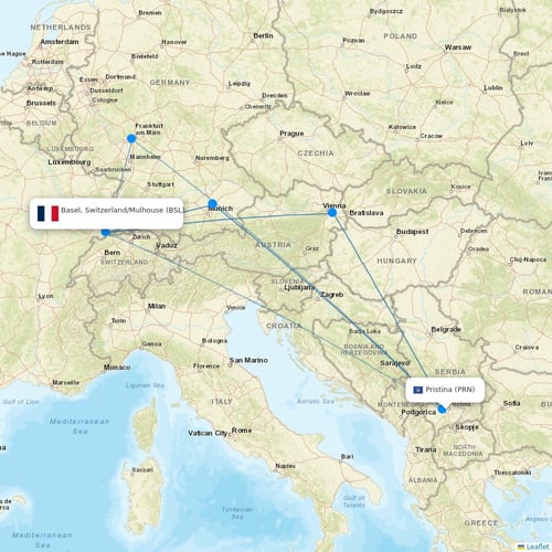 Comlux Aruba flights between Pristina and Basel, Switzerland/Mulhouse
