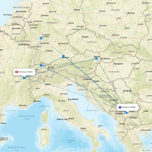 Cardiff Aviation Malta flights between Pristina and Geneva