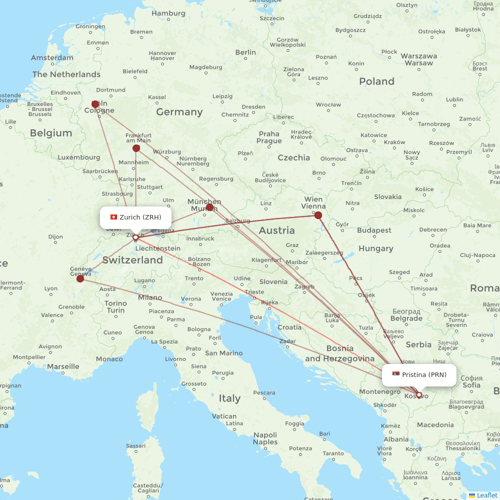 Germania flights between Pristina and Zurich