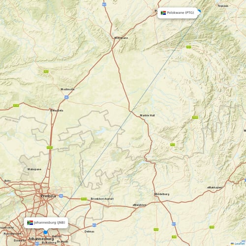 Airlink (South Africa) flights between Polokwane and Johannesburg
