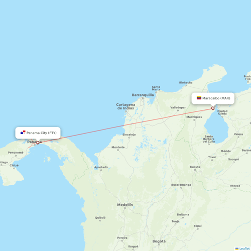 WOW Air flights between Panama City and Maracaibo