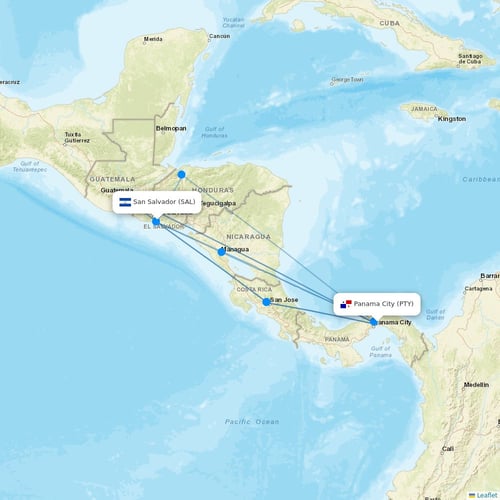 Copa Airlines flights between Panama City and San Salvador