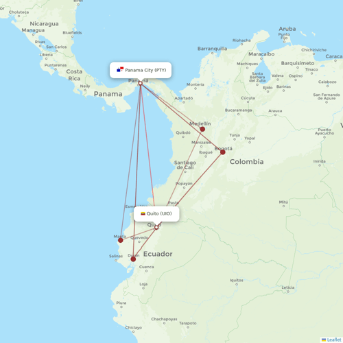 Copa Airlines flights between Panama City and Quito
