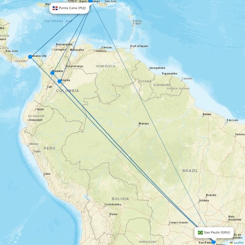 Asian Air flights between Punta Cana and Sao Paulo